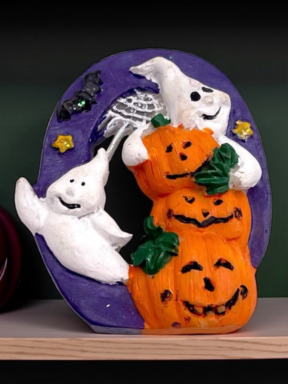 Cute Resin Dimensional Halloween Brooch With Ghosts and Pumpkins